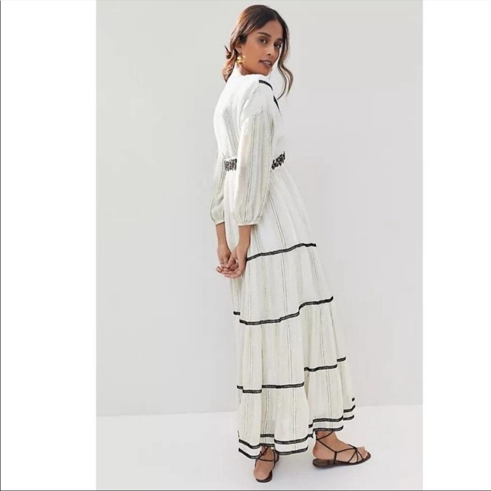 ANTHROPOLOGIE - VERB by Pallavi Singhee Black & White Beaded Maxi Dress S - Picture 5 of 16